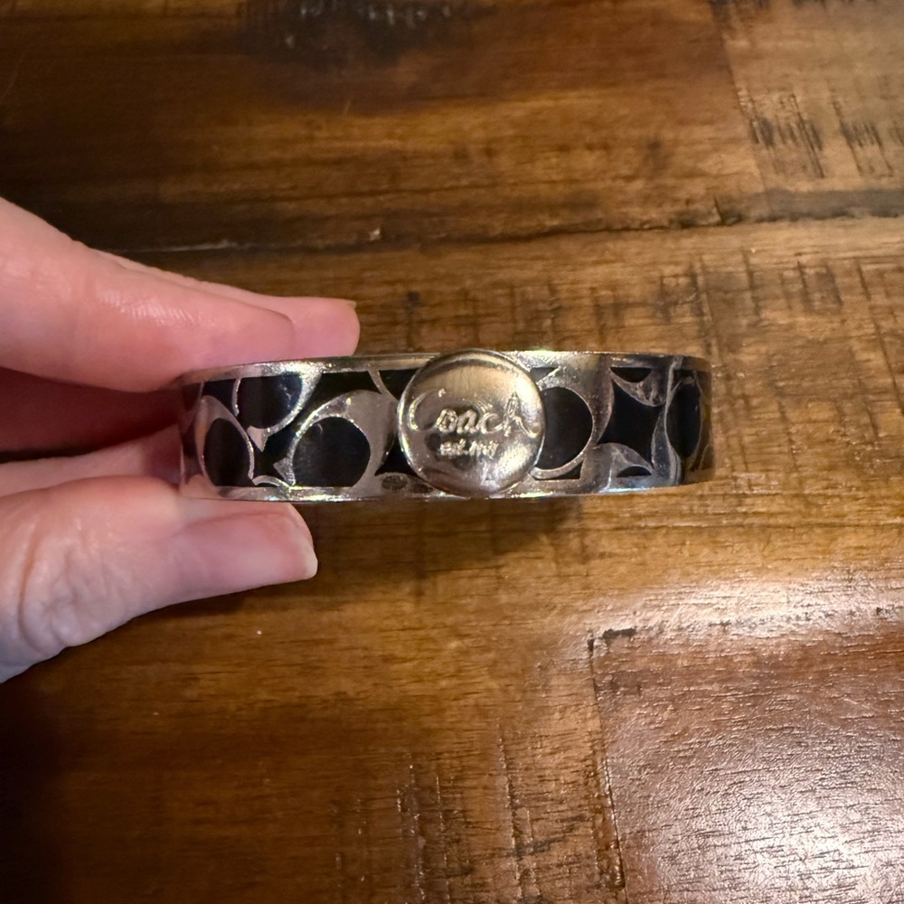 Coach Black and Silver Bangle Bracelet